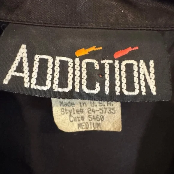 Vintage 90s Addiction Black Jacquard Satin Blazer Size Medium - Picture 14 of 16